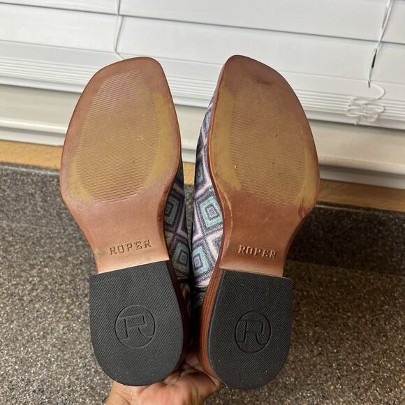 Roper Little Kids Girls Sz 3 Multicolor Faux Leather Cowboy Western Pull On Boot - Picture 9 of 10